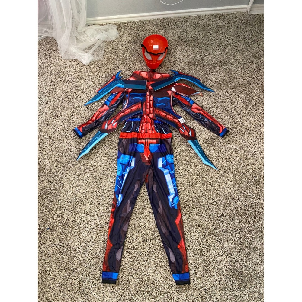 Marvel Spider-Man Costume Kids Red Blue Jumpsuit Mask Wings Set size YS - Picture 5 of 5